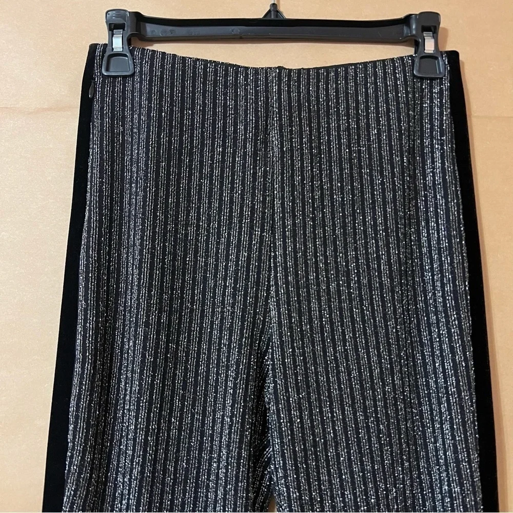 NBD | Tuxedo Legging in Silver Stripe Metallic High Rises Pull-On Pants Size M